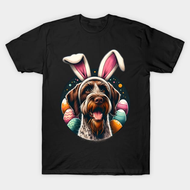 Wirehaired Pointing Griffon Embraces Easter with Bunny Ears T-Shirt by ArtRUs